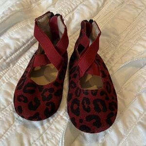 Baby girl Monkey feet red Leopard Print ballet Shoes 12-18m